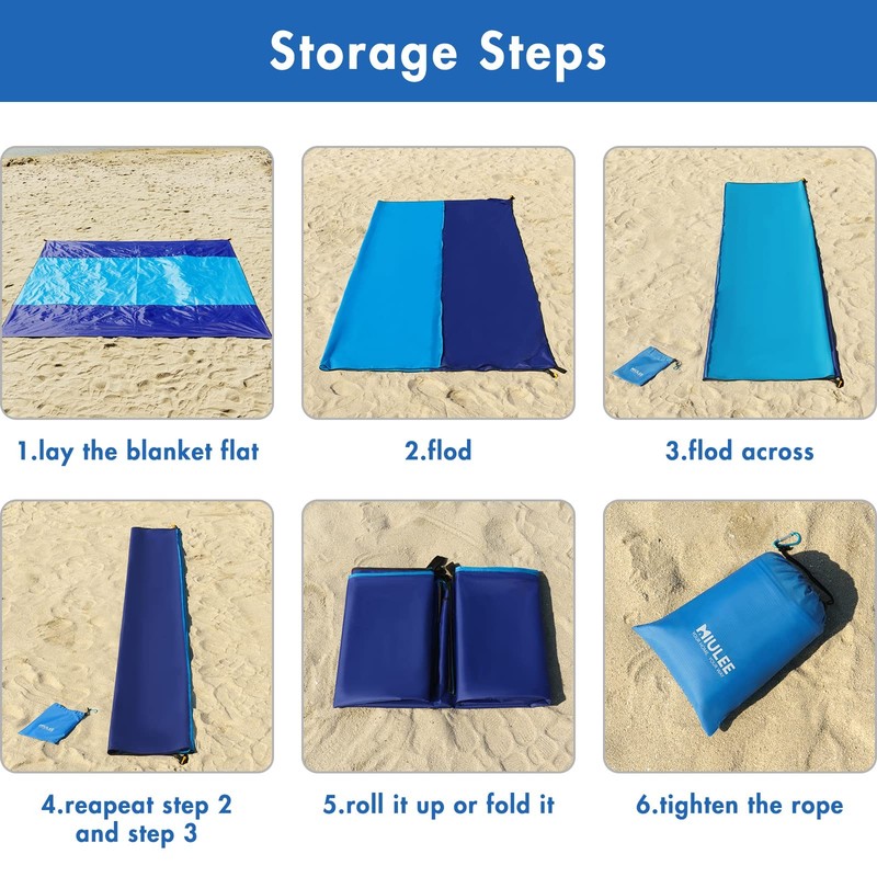 Beach Blanket Waterproof Sandproof, Extra Large 78" x 82" Beach Mat Oversized... gallery