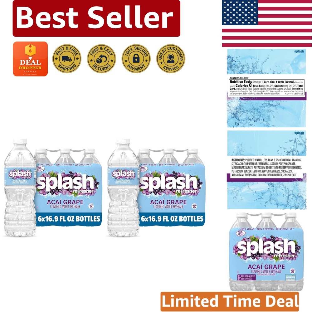 Delicious Acai Grape Flavored Electrolyte Water, 16.9 Fl Oz Bottles - Pack of 12