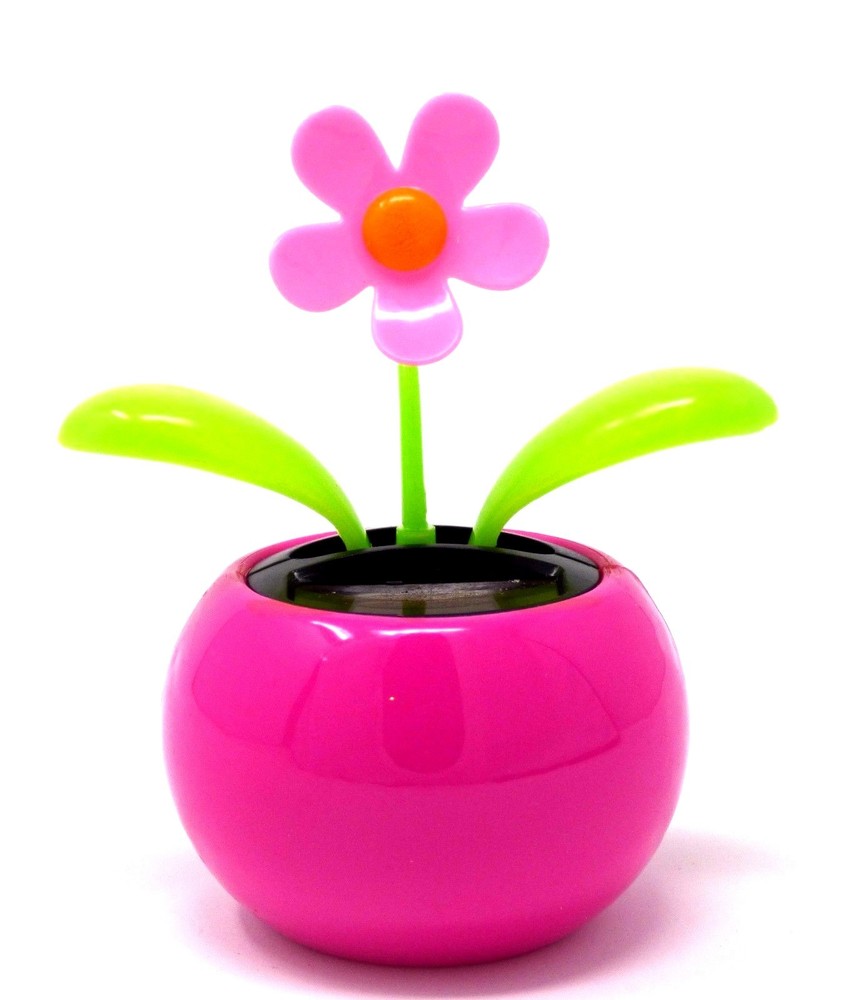 New Solar Powered Dancing ~ Mini Daisy Pink Pot (3 1/2 inches) FREE SHIPPING