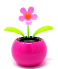 New Solar Powered Dancing ~ Mini Daisy Pink Pot (3 1/2 inches) FREE SHIPPING