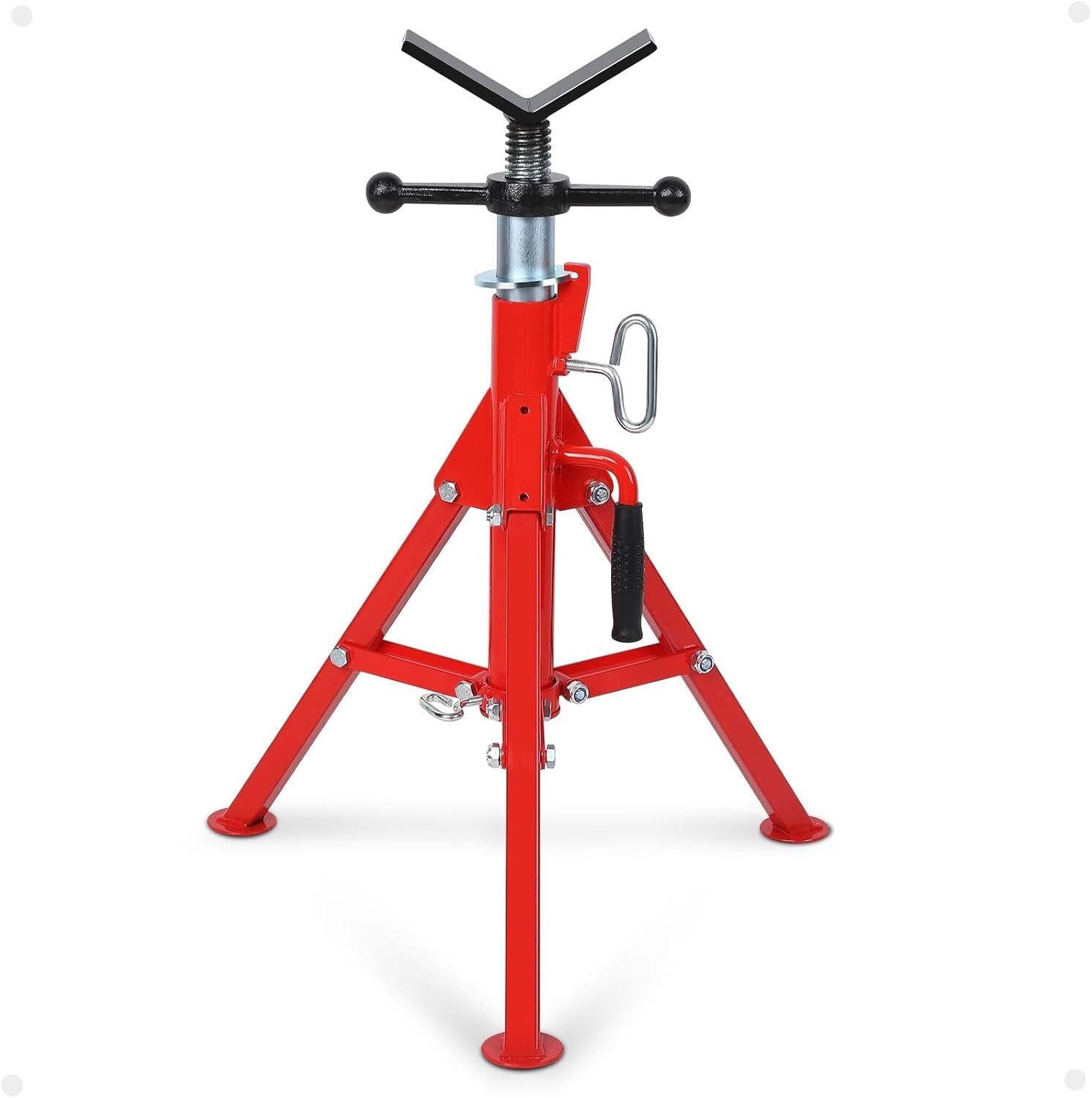 V Head Pipe Jack Stand 28-52'' Adjustable Height 2500 LBS 1/2 to 12'' Pipe gallery