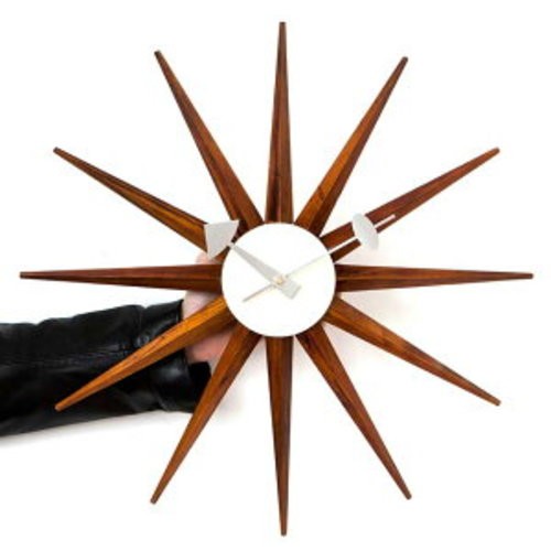 George Nelson Sunburst Clock Reproduced product DAIVA Wall Clock Wood Brown gallery