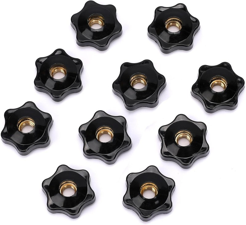 Brass & Plastic T Knobs Pack of 10 - 1/4-20 Hexagon Head for Quick Adjustments gallery