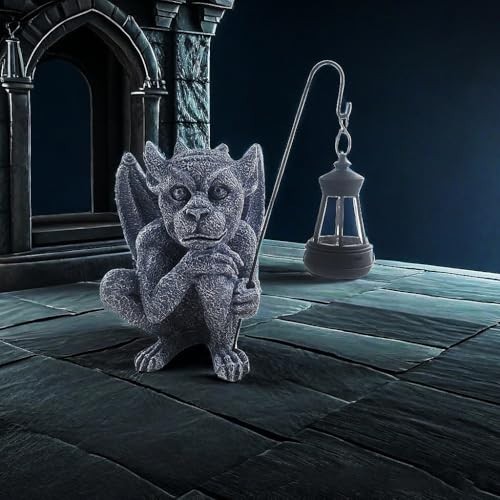"Funny Gothic Gargoyle Statue with Light - 8.26" Winged Garden Decor for Yard & gallery