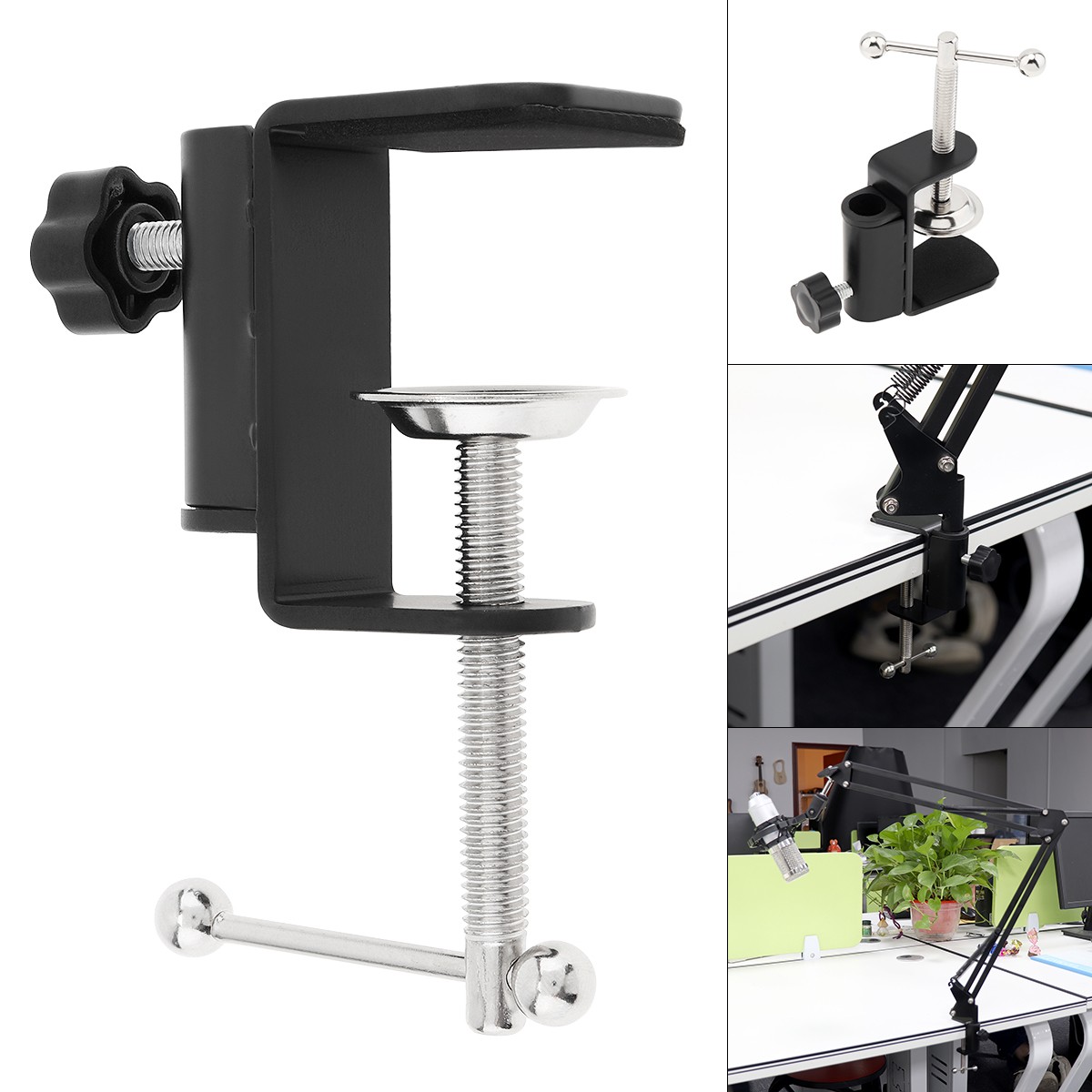 Universal Desk C-Clamp with 1/2" Thread Hole Table Clamp, Desk Light Clamp Mount gallery