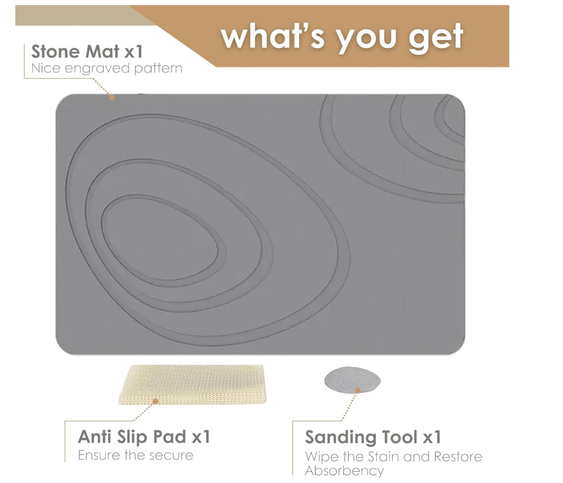 2 x Luxury Absorbent & Fast Drying Stone Bath Mat (Dark Gray) -Buy More & Save! gallery