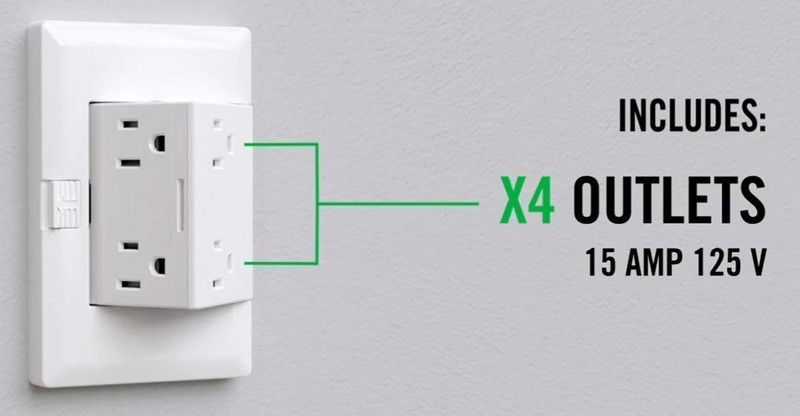 theOUTlet Basic - 15 Amp 125 Volt Permanent Outlet Extender 4 Receptacles White gallery