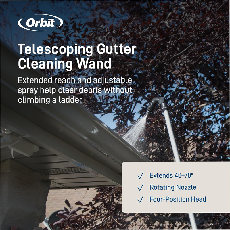 Orbit 58543 Telescoping Gutter Cleaning Wand, Silver gallery