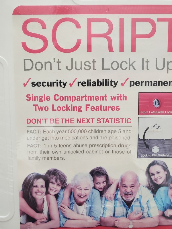 Script Safe Prescription Lock Box, 10” L x 10” W x 4” H - with Two Keys! ~NEW~ gallery