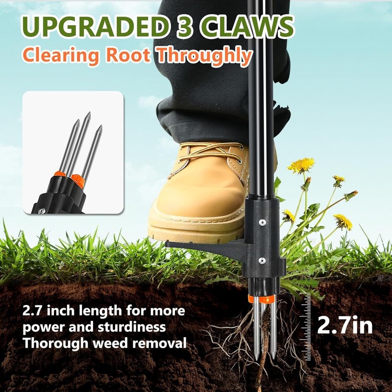 Weed Puller Tool, 3/4 Claw Stand Up Weed Puller Tool with Ergonomic Long Handle gallery