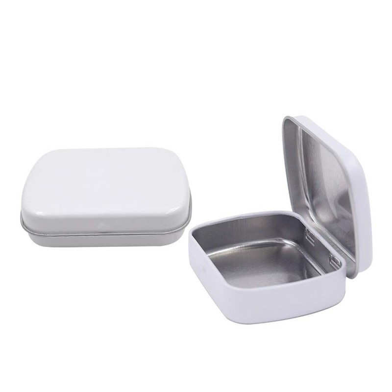 Gere 9 Pack Metal Rectangular Hinged 2.36 x 1.85 x 0.59 inches, Silver,White gallery