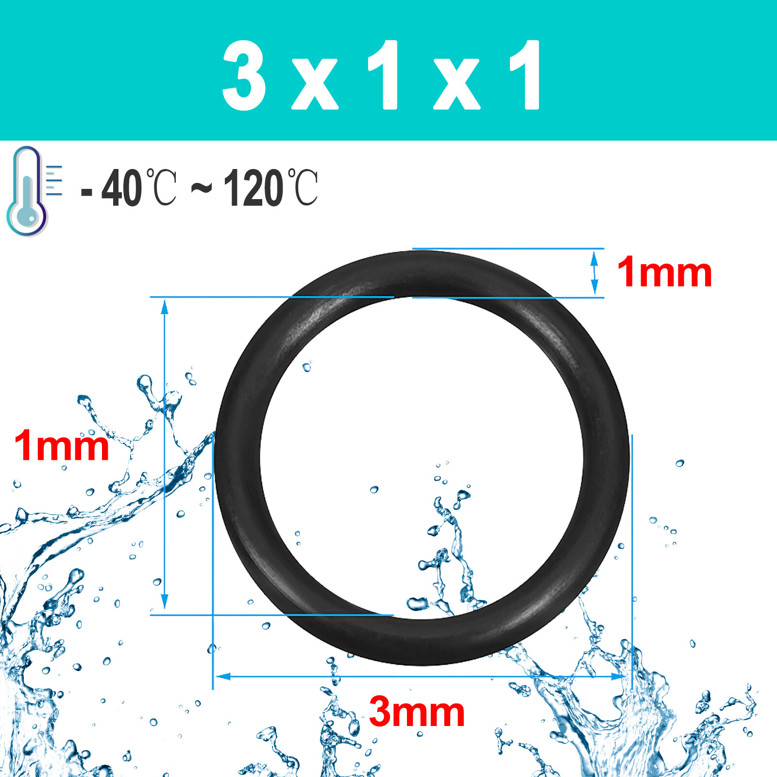 100-Pack Rubber Watch Case Back O Ring Round Gasket 3mm-63mm (1mm Thick) NBR 70 gallery