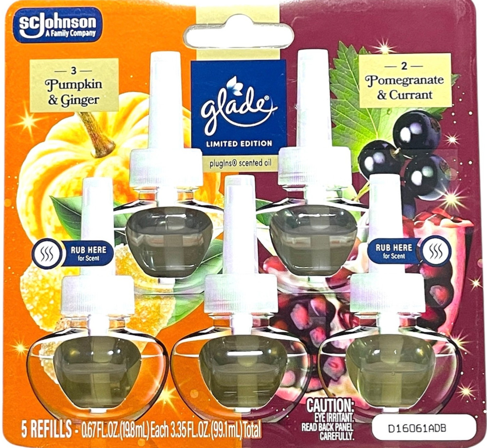 Glade Plugin Scented Freshner 3) Pumpkin & Ginger 2) Pomegranate & Currant