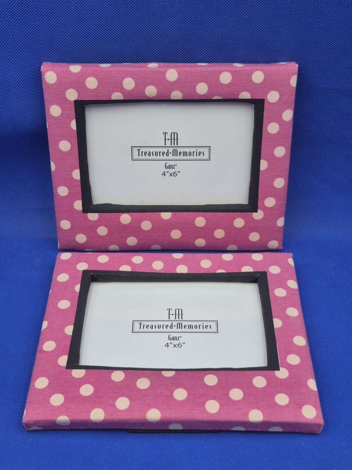 Two GANZ Pink Polka Dot 4x6 Photo Frames 7.5x6" UNUSED gallery