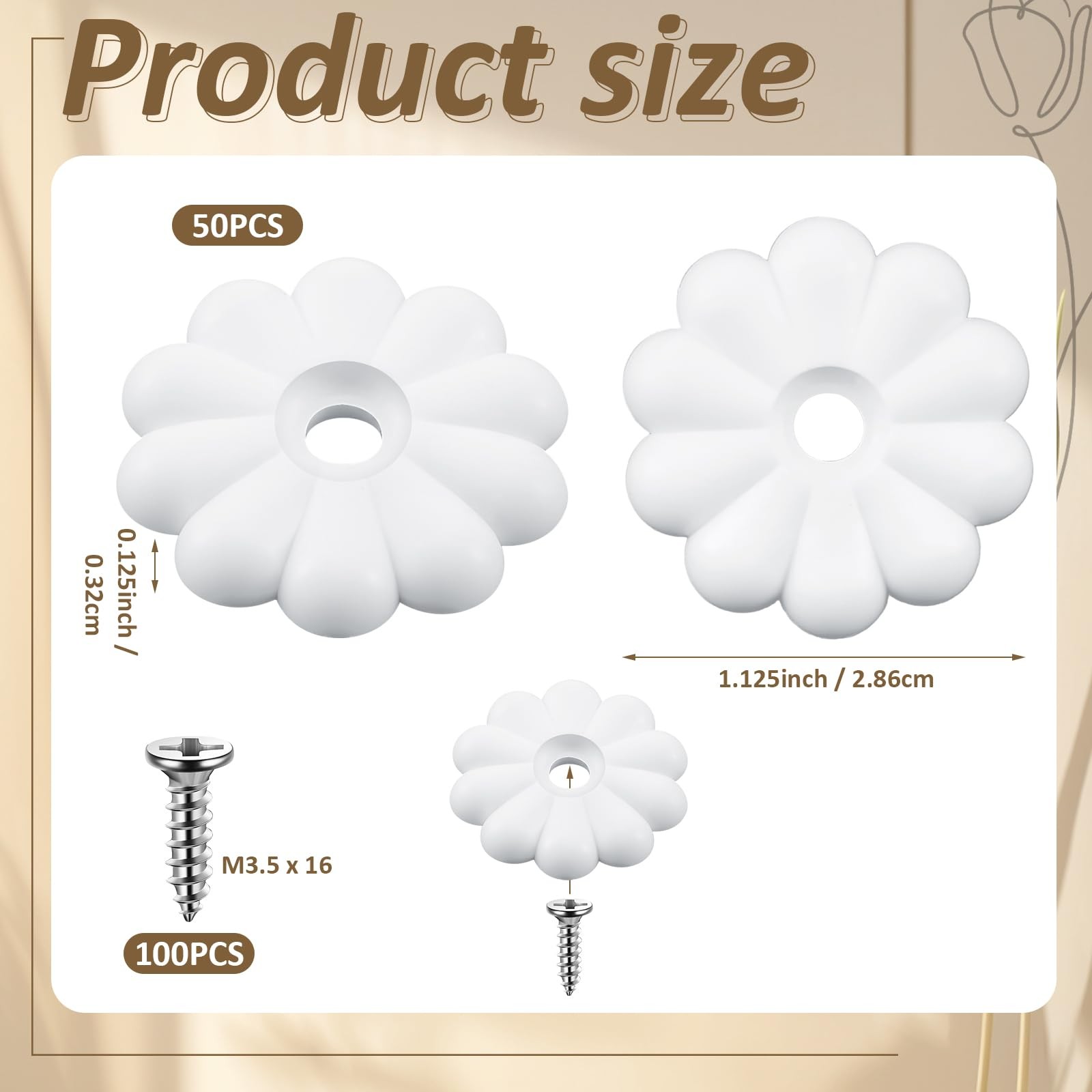 30 PCS 11/8 Inch White Decorative Rosette Washers With Screws Mobile Home RV gallery