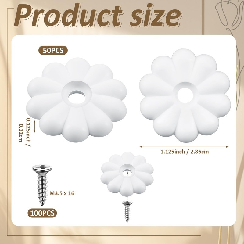 30 PCS 11/8 Inch White Decorative Rosette Washers With Screws Mobile Home RV gallery