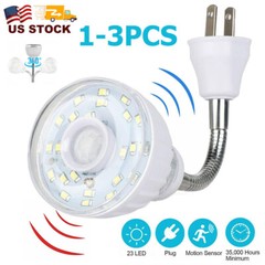 LED Motion-Activated Sensor Night Light AC Outlet Plug-In Wall Stair Lamp Indoor