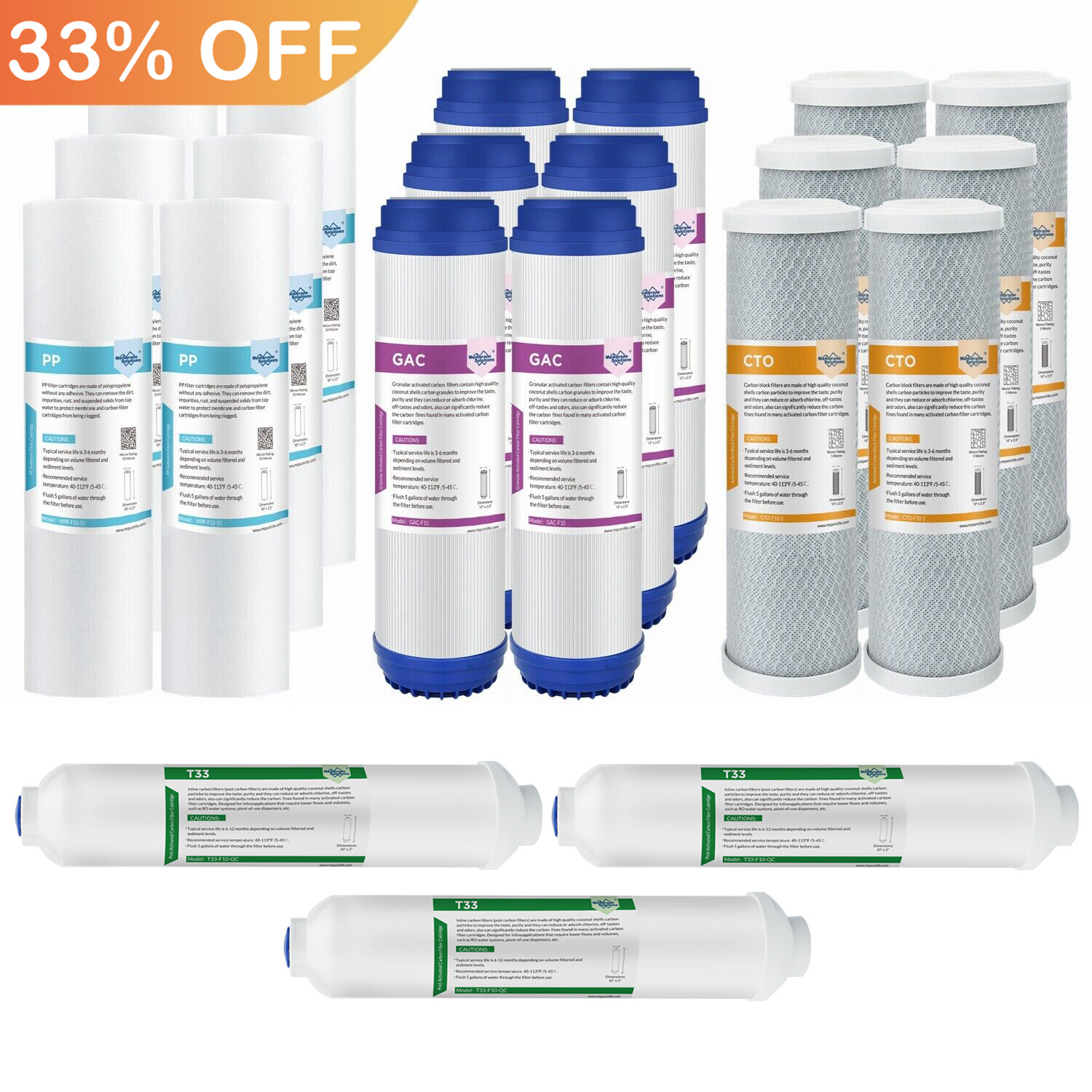 5 Stage Reverse Osmosis System RO Water Filter Sediment Carbon Block Cartridges gallery