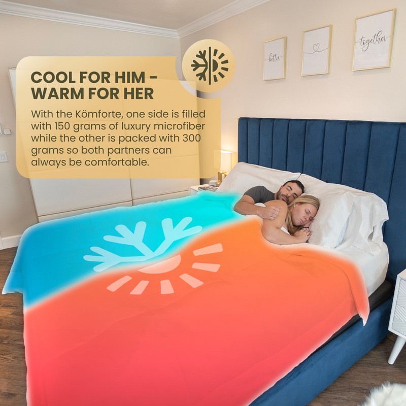 BEIGE KING KÖMFORTE Dual Zone Couples Comforter – Duvet Insert - For Him and Her gallery