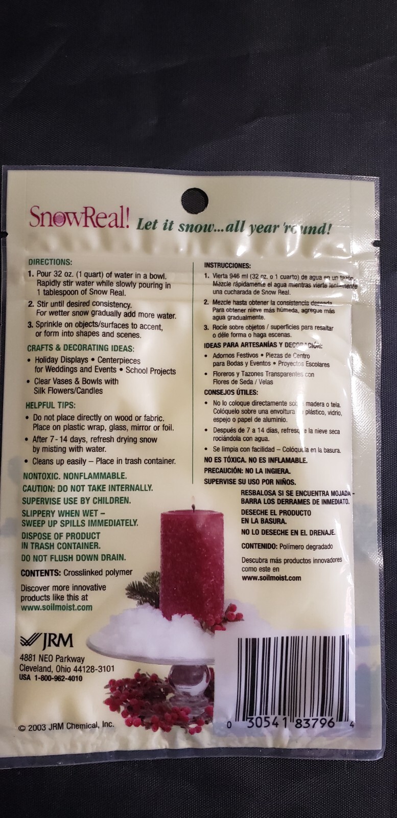 Qty-5 Snow Real, Instant Decorative Snow (makes 2 Quarts) 1 oz pack gallery