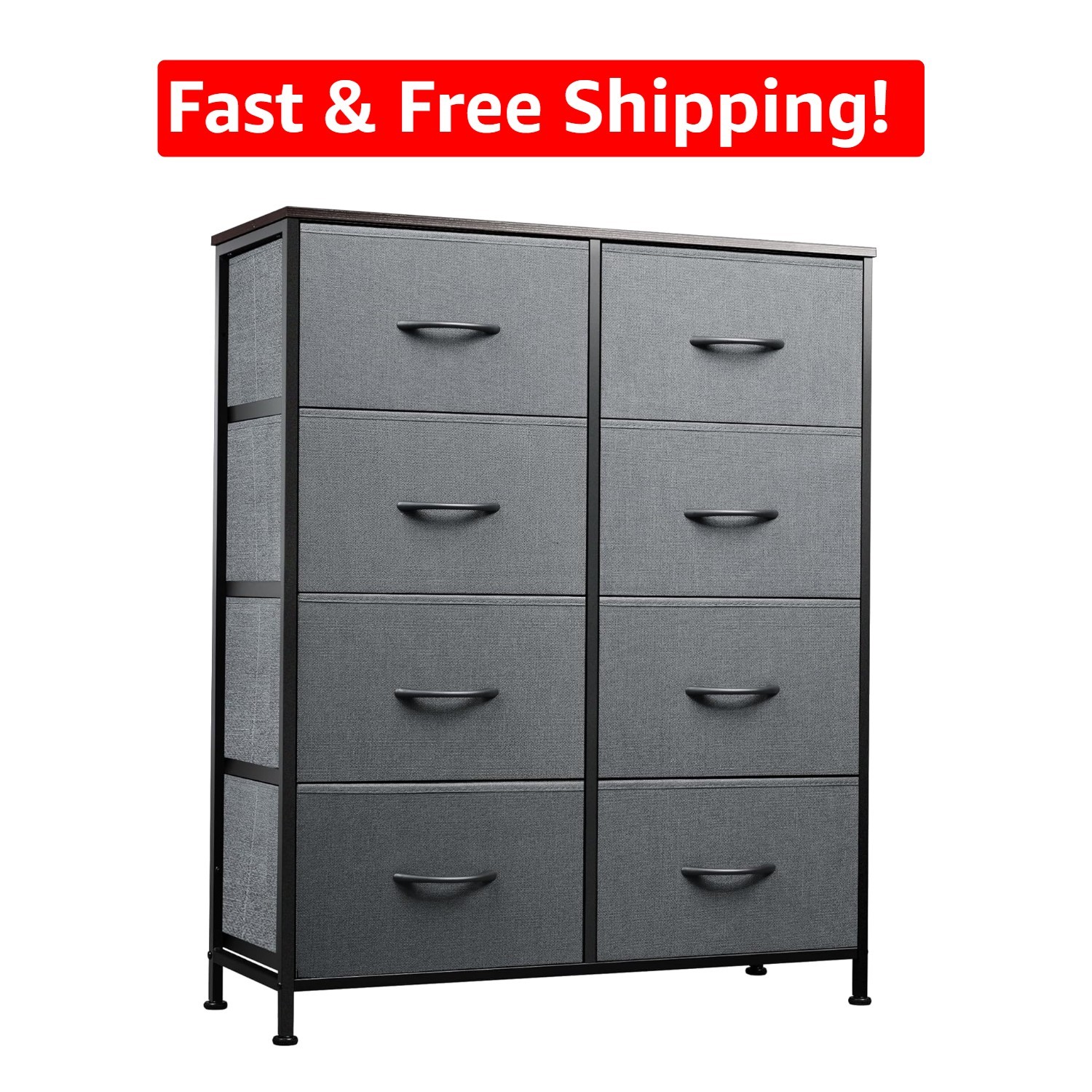 Tall Dark Gray Storage Tower with 8 Drawers - Versatile Dresser for All Rooms gallery