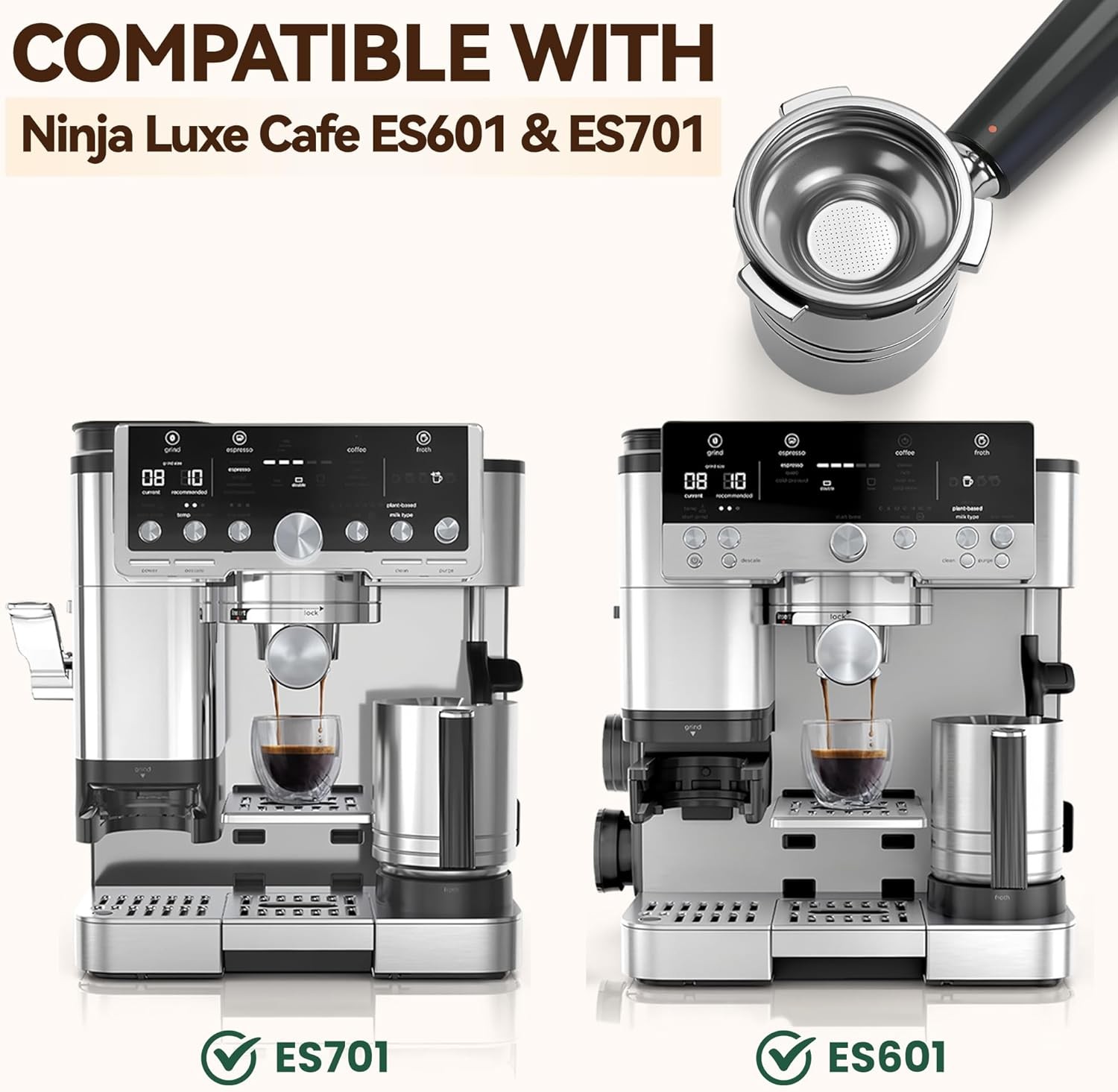 Single-Cup Coffee Filter Compatible with Ninja Espresso Machine，Stainless Stee gallery