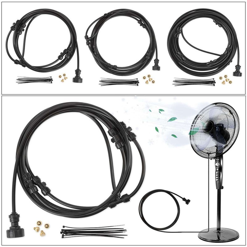Fan Misting Cooling System Water Mister Brass Nozzles Set Outdoor GardenYard US gallery