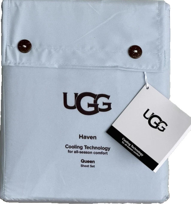 NWT UGG® "HAVEN" QUEEN SHEET SET-COOLING TECH. ALL-SEASON COMFORT-Noble Blue gallery