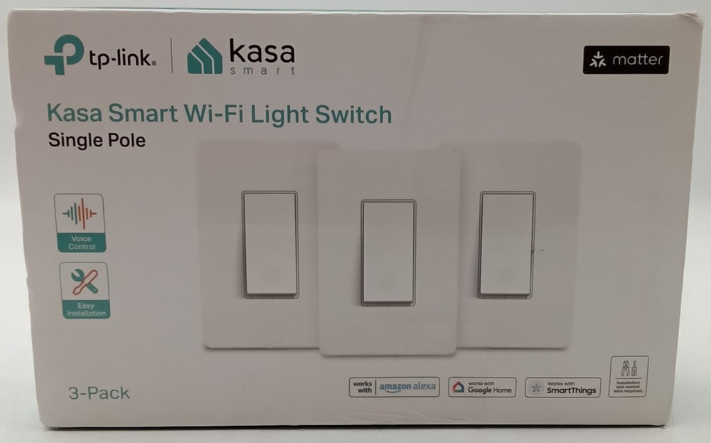 Kasa Smart Wi-fi Light Switch Single Pole Work with Alexa and Google Home 3 Pack
