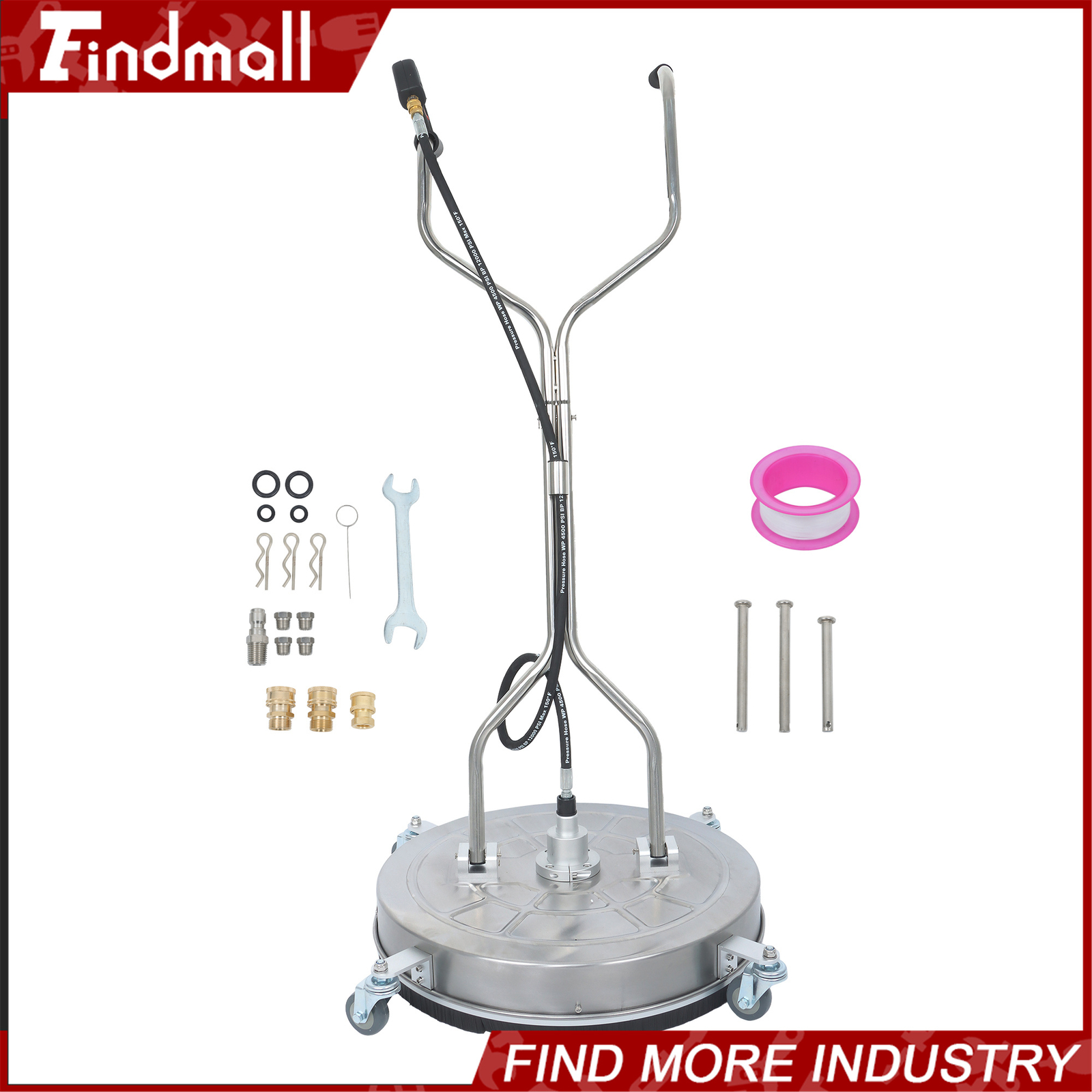 Findmall 24" Pressure Washer Surface Cleaner w/ Handles & Wheels Quick Connect gallery