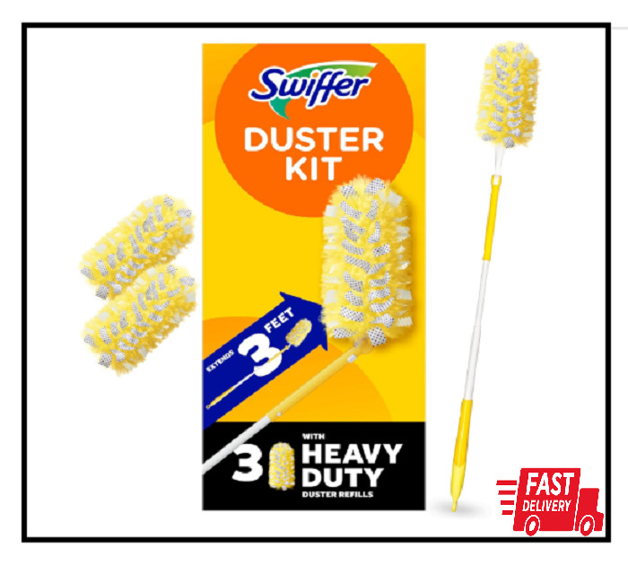Swiffer Duster Heavy Duty 3 ft Extendable Handle Starter Kit with 3 Refills gallery