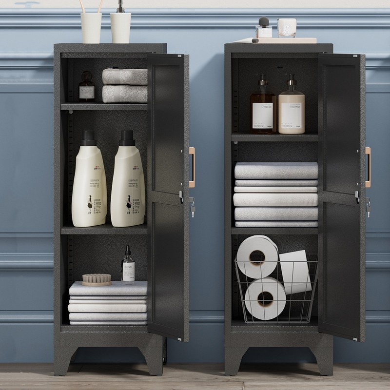 Metal Storage Cabinet Locking Kitchen Pantry Cabinet with 2 Adjustable Shelves gallery