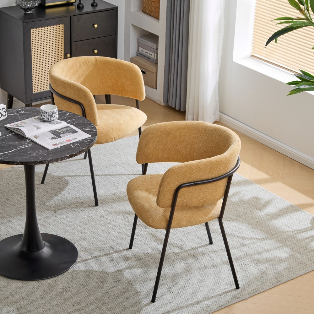 Dining Chair With Padded Seat With Soft Backrest Featuring Metal Legs gallery