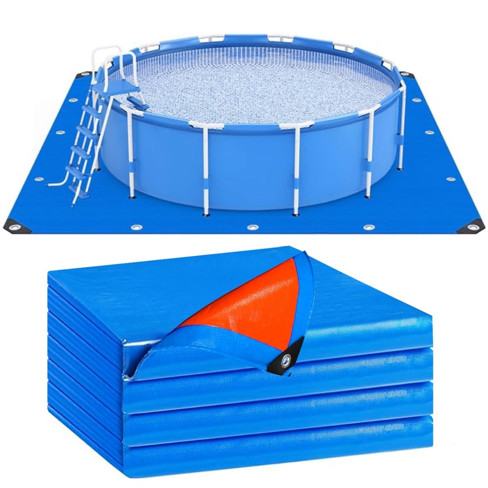 17FT Double Sided Pool Floor Mat Heavy Duty Square Pool Liner Pad Protector