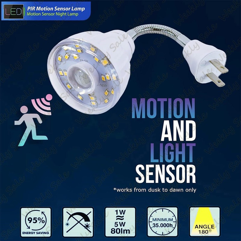 LED Night Light Motion Activated Sensor AC Outlet Plug In Stair Lamp Brightwhite gallery