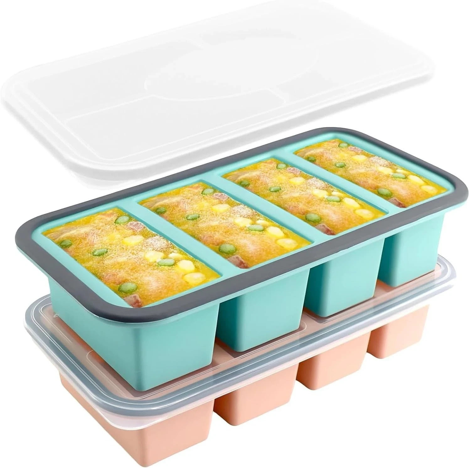 Silicone Freezer Trays with Lid,2-Pack Souper Cubes 1 Cups Silicone Freezer M... gallery