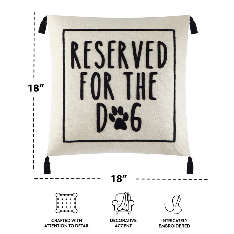 (4 pack)White Reserved For Dog Square Decorative Pillow For Adults,18 in x 18 in gallery