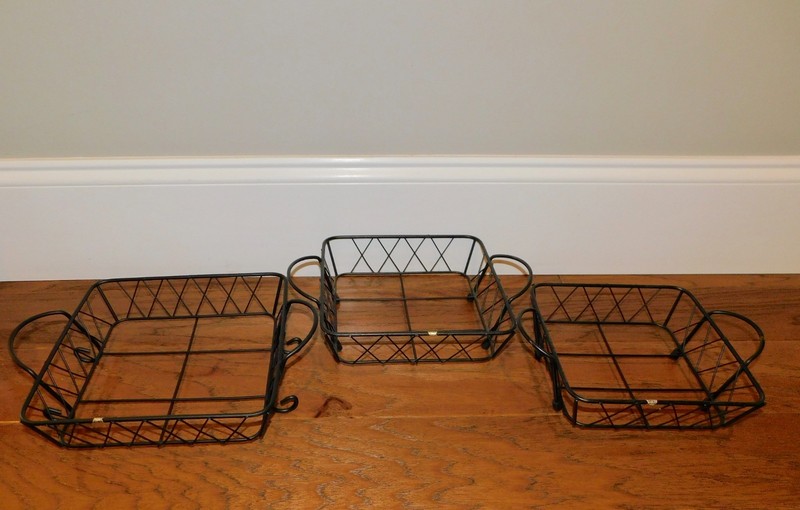 LOT 3 Temptations Wire Wrought Iron Basket Trivet Holder 8,9,10in Casserole Dish gallery