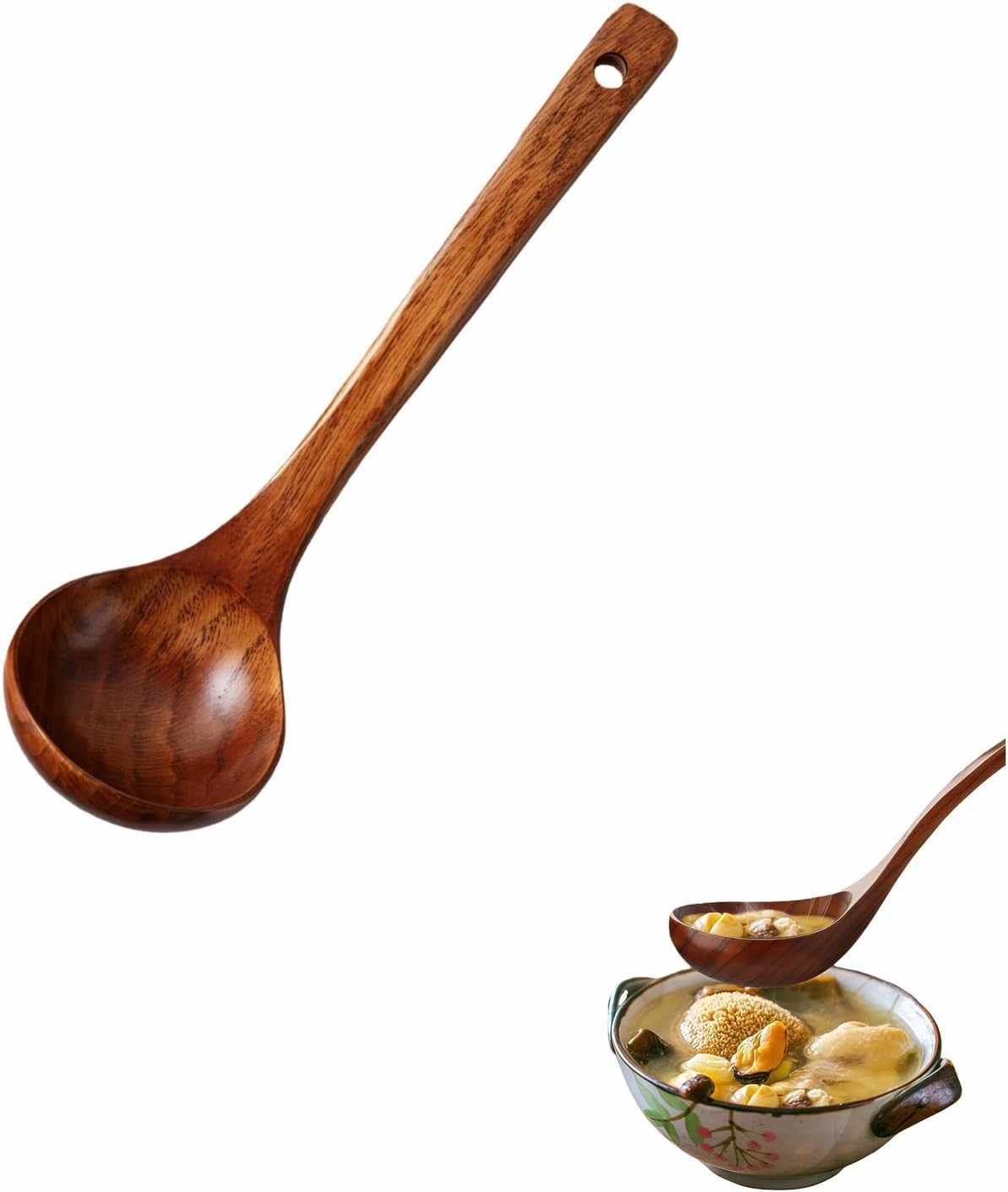 10" Premium Wooden Spoon for Cooking, Natural Teak - Non Drip, Heat Resistant gallery