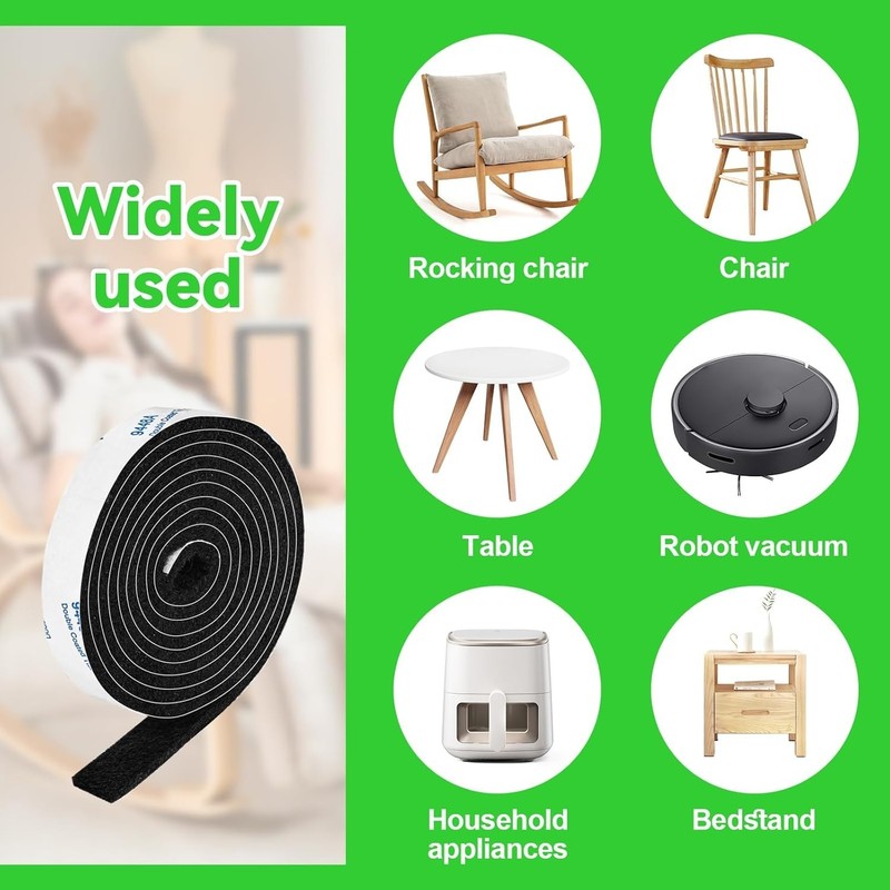 Effortless Floor Protection: Felt Strips with Adhesive Backing 1/2" x 60" Black gallery