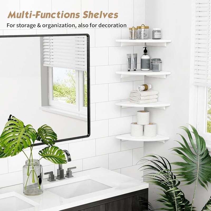 Corner Floating Shelves Wall Mounted Heavy Duty Storage Organizer All Rooms New gallery