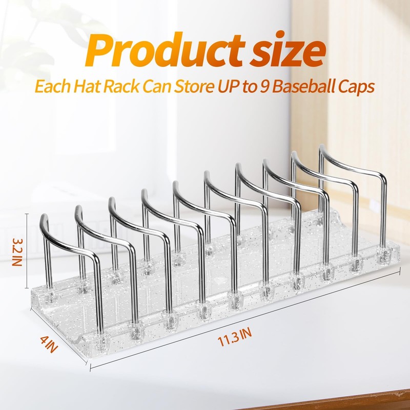 Baseball Cap Organizer Rack, 2-Pack (Holds 18 Caps) — No Installation Require... gallery
