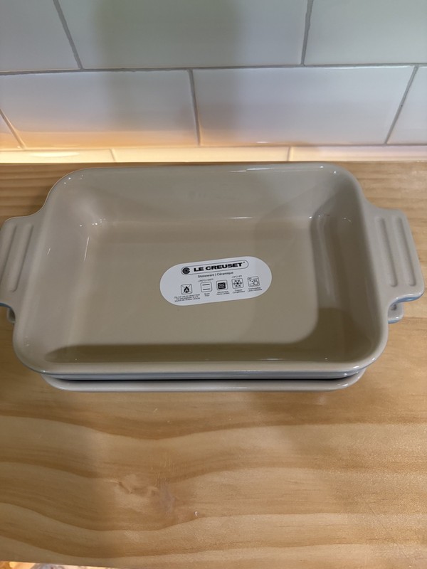 Le Creuset Stoneware Small Rectangular Baking Dishes 18cm Set of 2 ~ MARINE NWT gallery