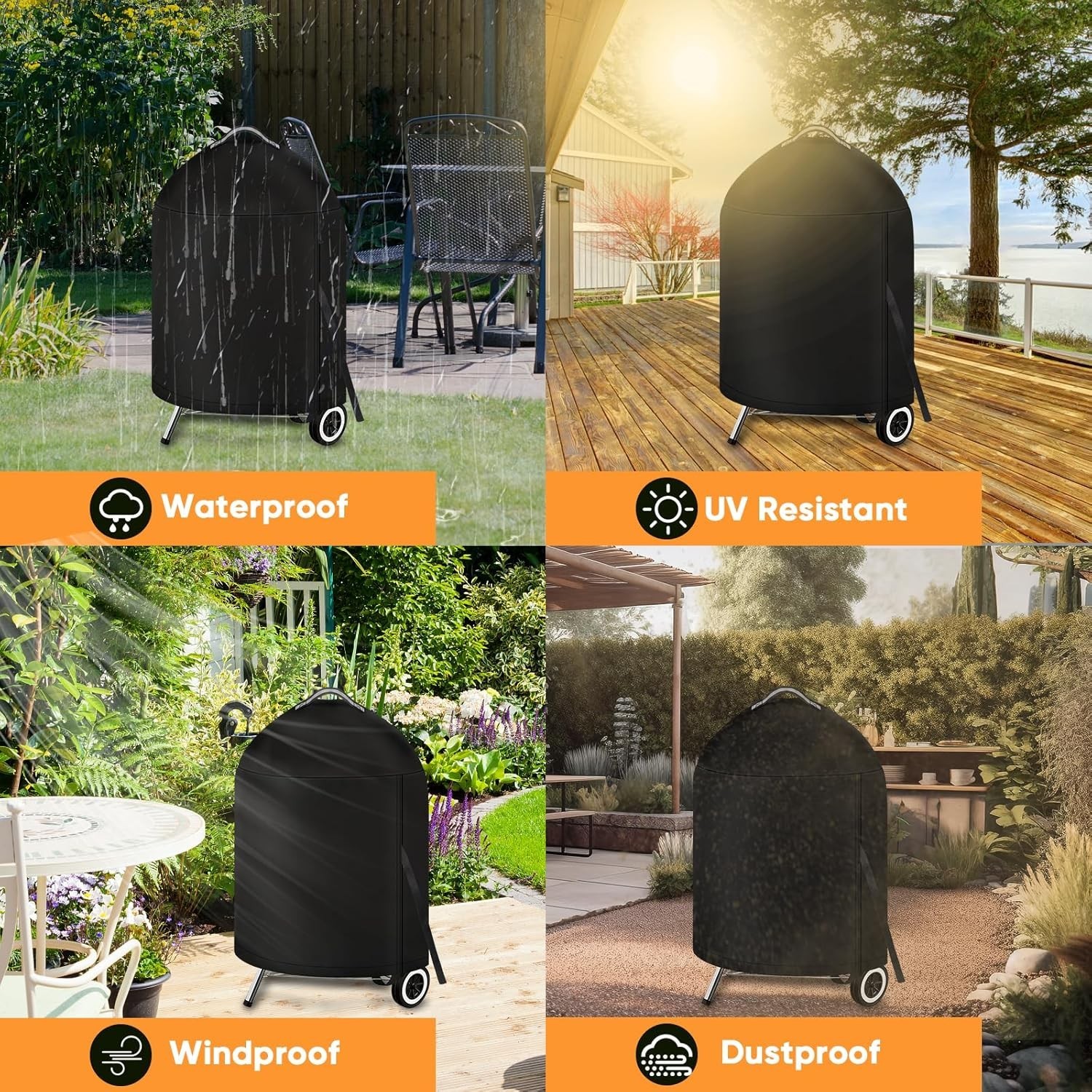 Grill Cover for Weber 22 Inch Charcoal Kettle- Heavy Duty Waterproof BBQ Cover gallery