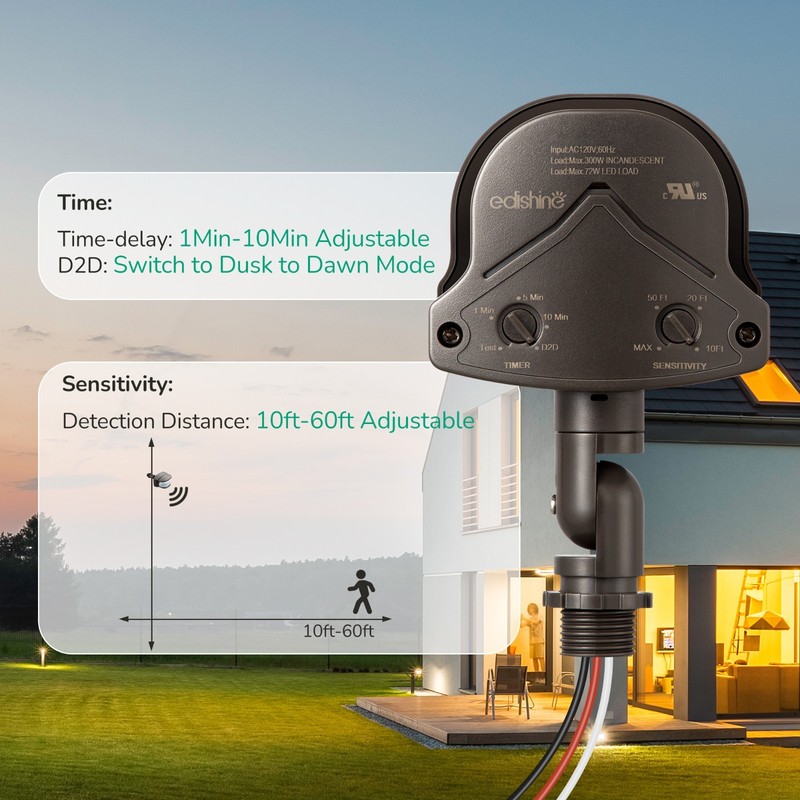 EDISHINE 240 Degree Motion Sensor,Replacement Motion Detector for Outdoor Lights gallery