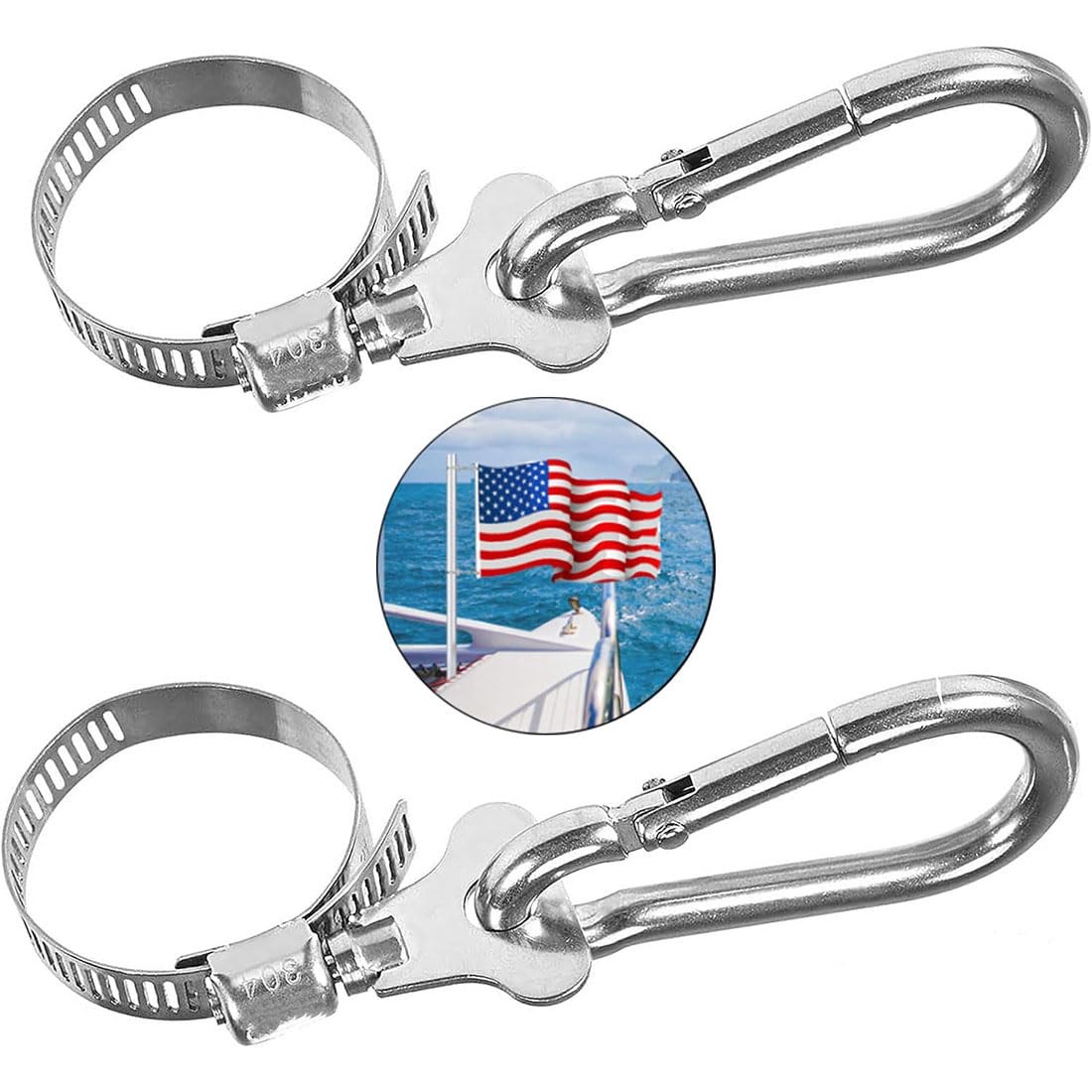 2-piece flagpole ring, stainless steel adjustable ring MAX, silver gallery