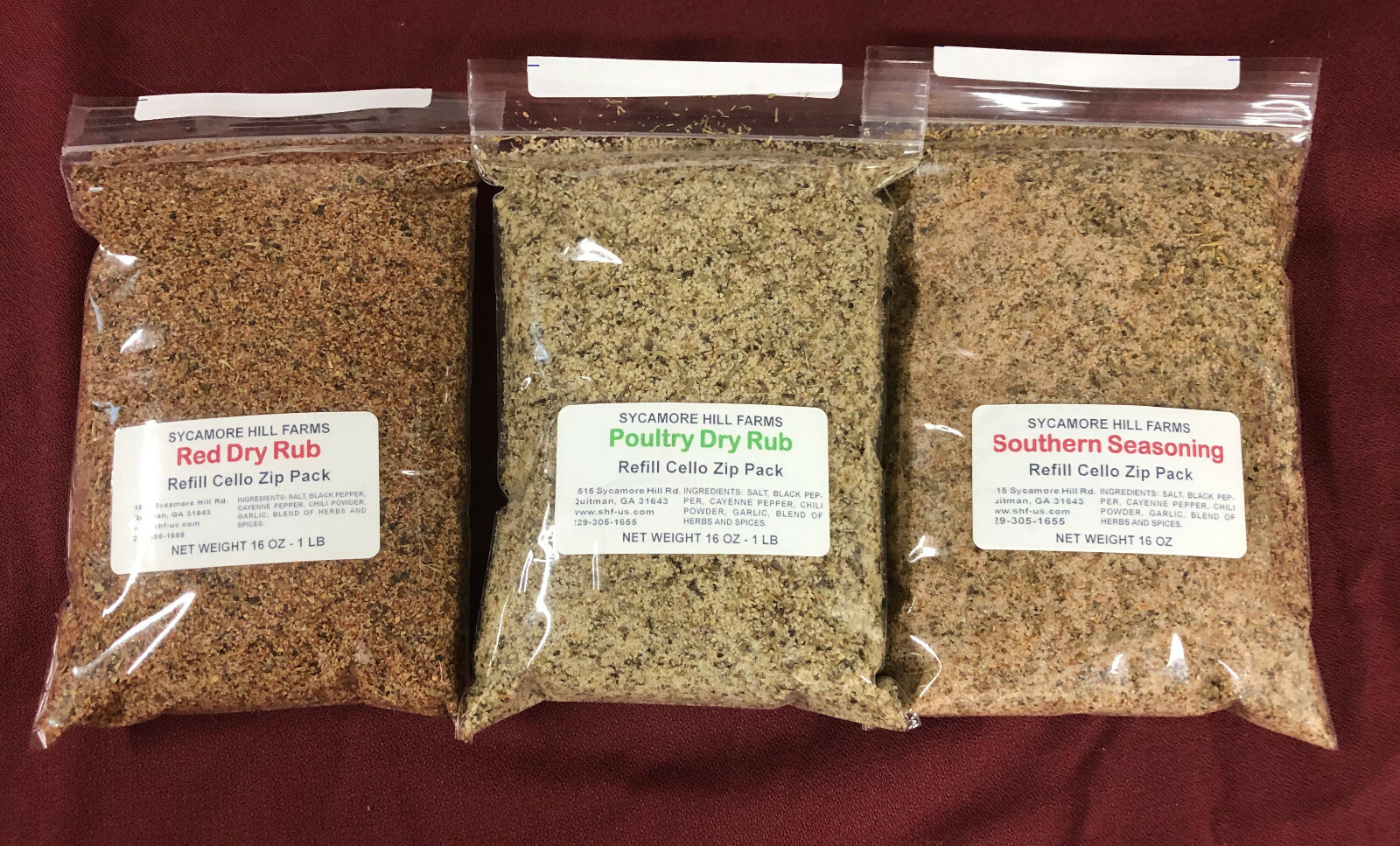 Dry Red Bub - Dry Poultry Rub - Southern Seasoning Trio - Each Bag 1 lb gallery