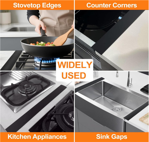 2-Pack Silicone Stove Gap Covers — Heat-Resistant Counter Gap Filler 21/25 in gallery