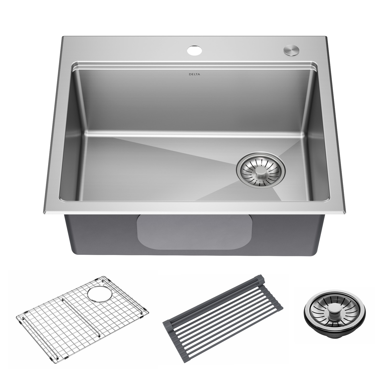 Delta Emery 25" Workstation Sink, SS Single Bowl & Kit-Certified Refurbished gallery