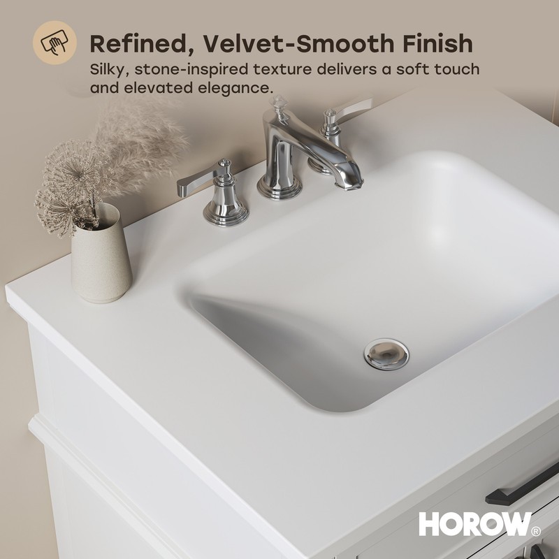 HOROW 30x22 In Classic Rectangular Single Sink Basin Vanity Top White gallery